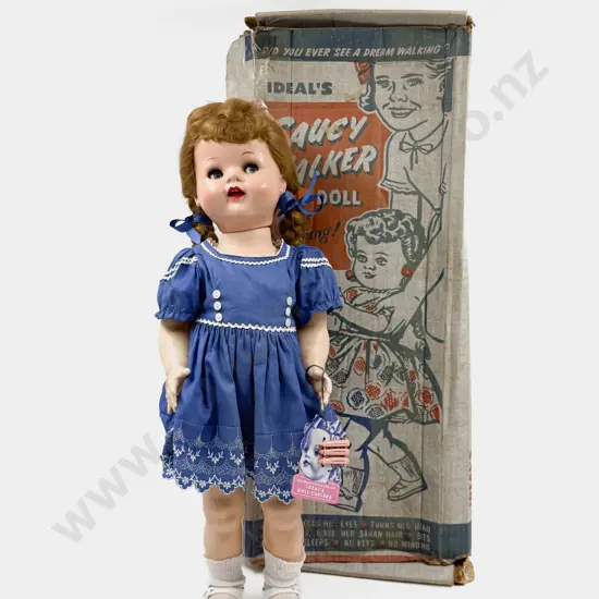 Part Boxed USA Ideal Saucy Walking Flirting Hard Plastic Doll 58cm with original outfit