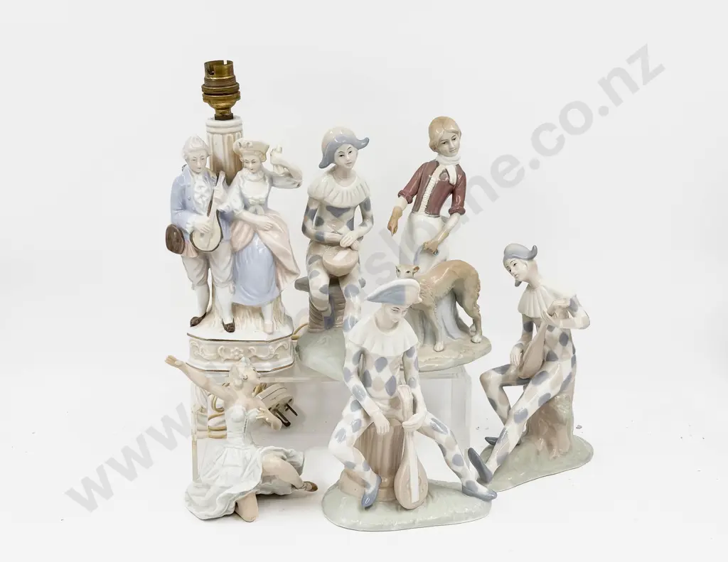 Qty of Assorted China Figures together with Figural Lamp Image 1++