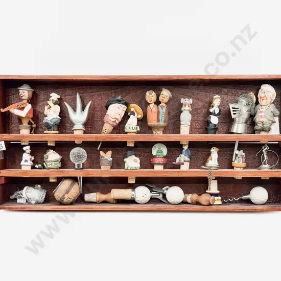 Qty of Assorted Novelty Wine Stoppers in Display Rack