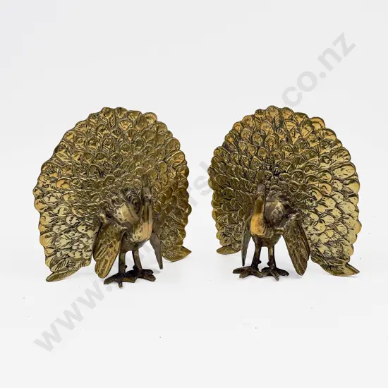 Pair of Brass Peacock Form Bookends