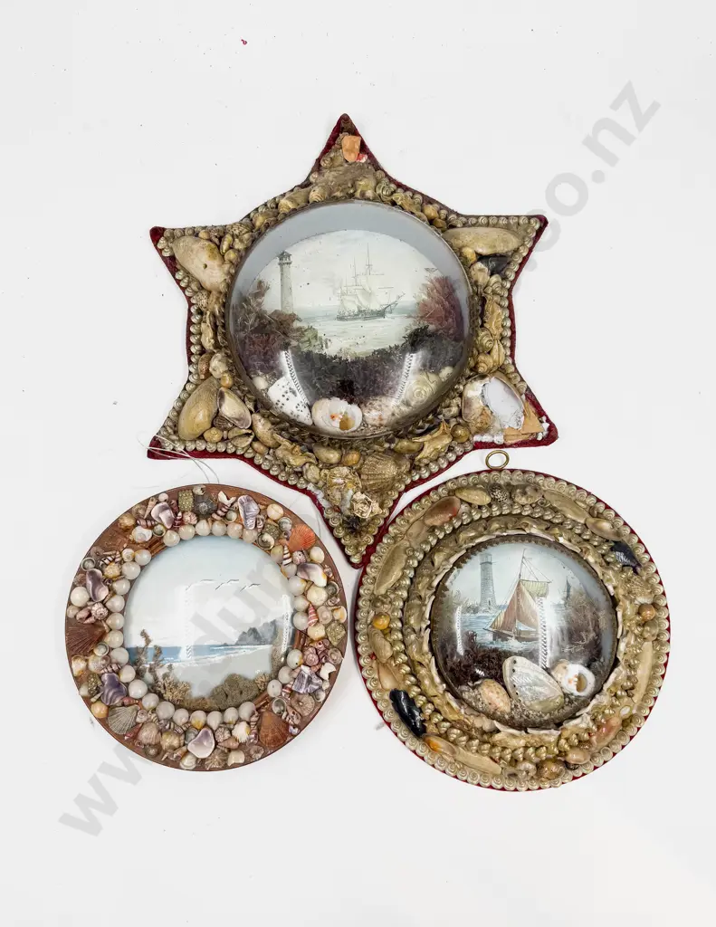 Three Assorted Shell Art Wall Hangings Image 1++