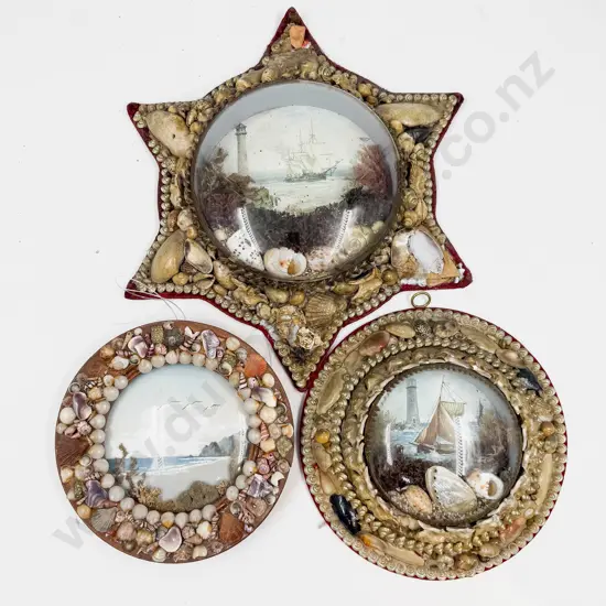 Three Assorted Shell Art Wall Hangings
