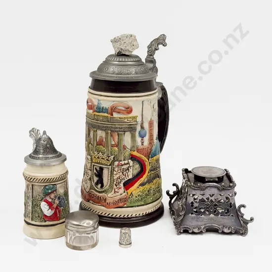 S/S Thimble with Silver Plated Ink Well and Three Others