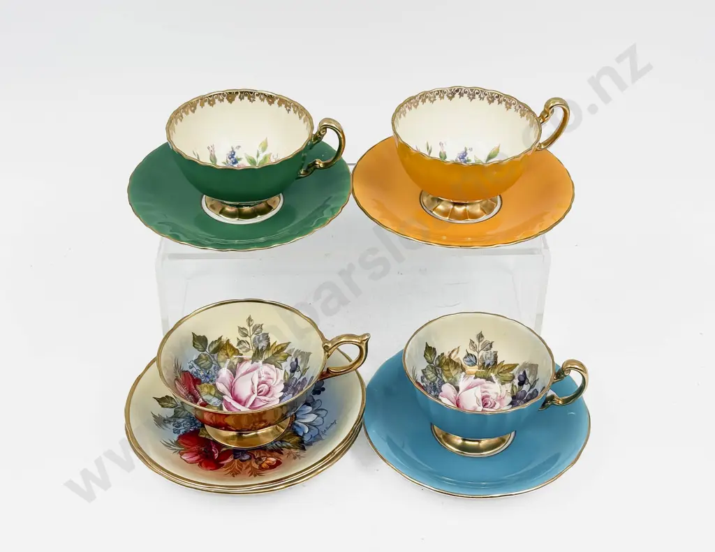 Qty of Assorted Aynsley Fancy China Cups & Saucers Image 1++