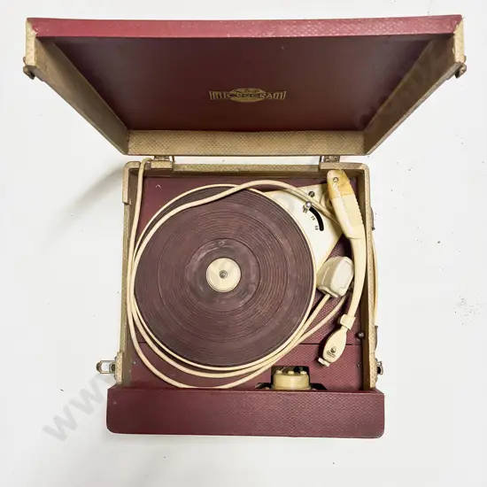 Vintage Table Top Record Player & Assorted Vinyl Records