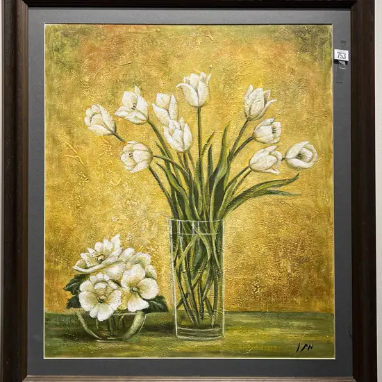 Indistinctly Signed - Floral Still Life - Oil on Canvas Board