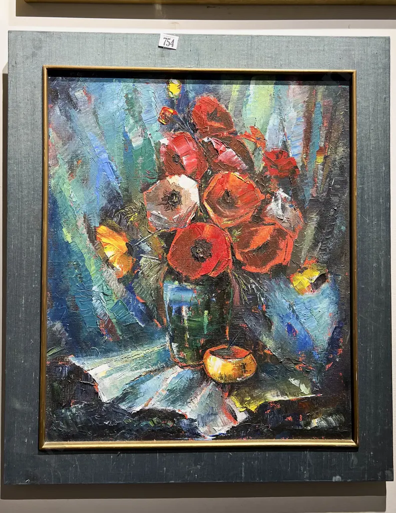 Unknown Artist - Floral Still Life - Oil on Canvas Image 1++