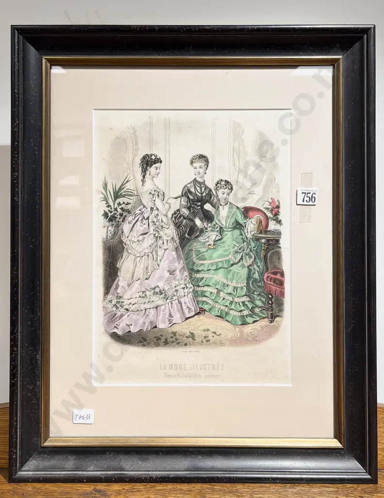 Late 19th Century Framed La Mode Illustree French Book Fashion Plate Image 1++