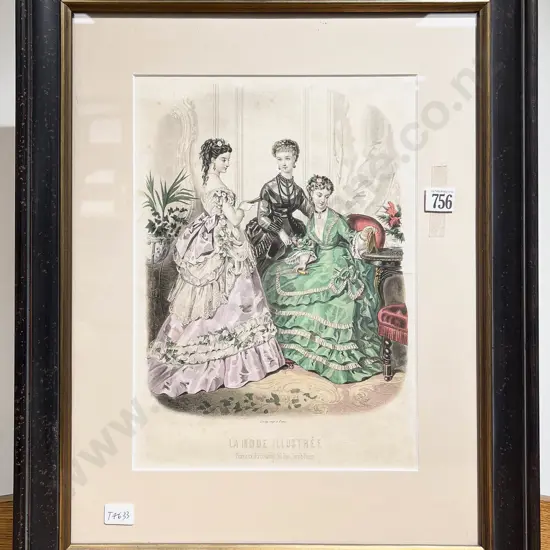 Late 19th Century Framed La Mode Illustree French Book Fashion Plate