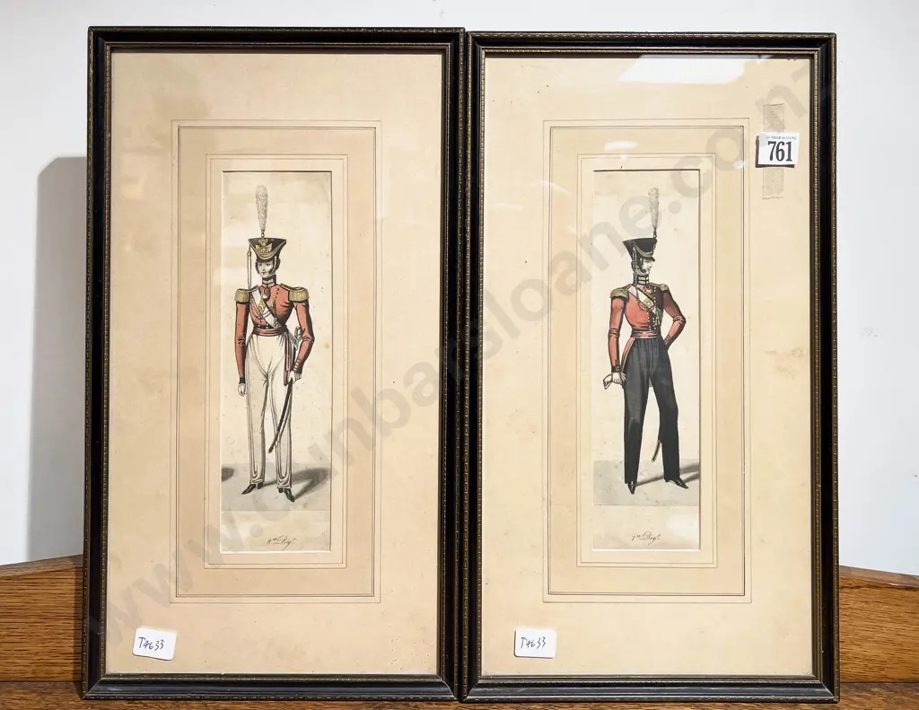 A Pair of Military Costume Portrait Prints Image 1++
