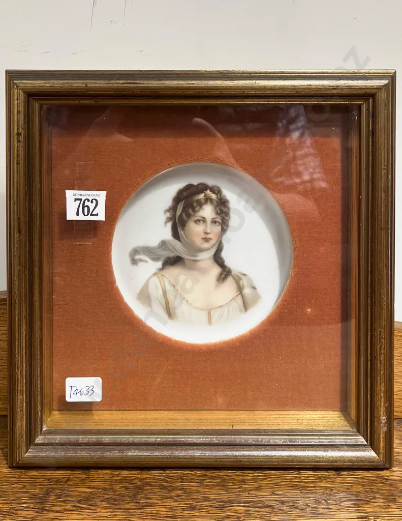 Circa 1900 KPM Style Painted Portrait Ceramic Plaque Of A Lady Image 1++