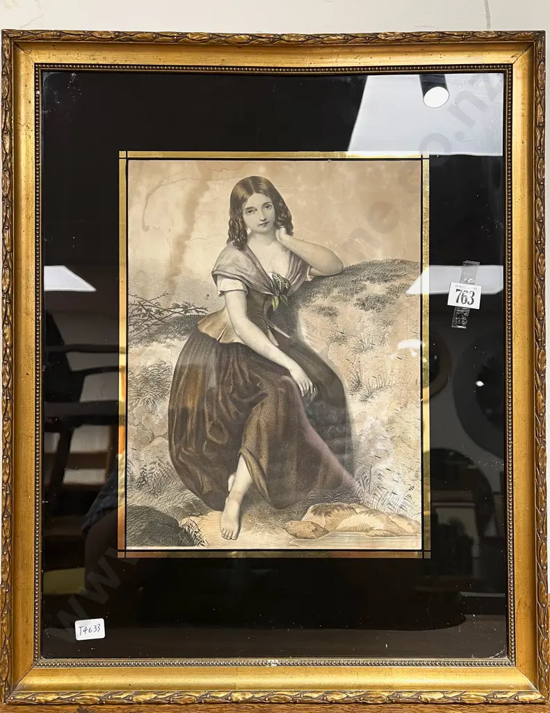 Ornately Framed Coloured Portrait Print Image 1++