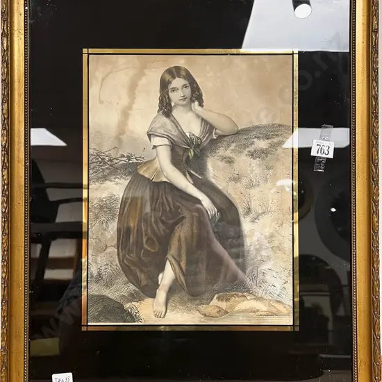 Ornately Framed Coloured Portrait Print