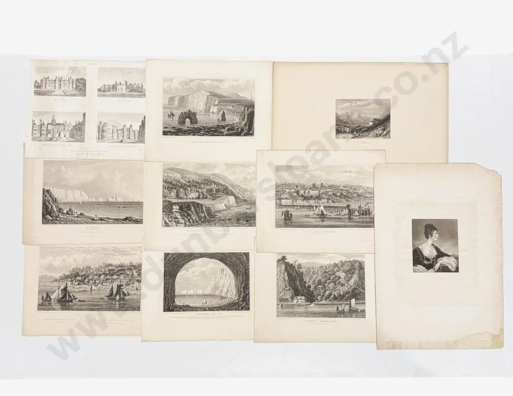 Qty of Assorted Loose Vintage Etchings with Large Vintage Art Folder Image 1++