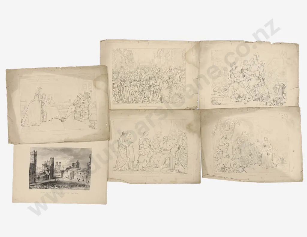 Qty of Assorted Loose Vintage Etchings with Large Vintage Art Folder Image 1++