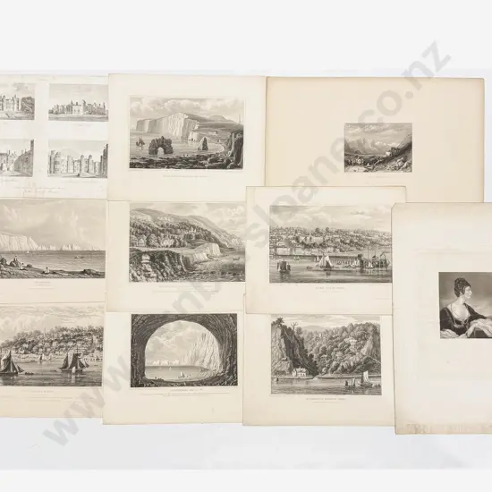 Qty of Assorted Loose Vintage Etchings with Large Vintage Art Folder