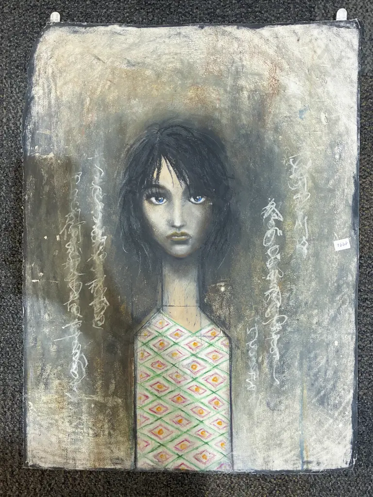 Naga Tsutsumi  - Portrait Study - Pastel on Paper & Similar Study to Reverse (Unframed) Image 1++