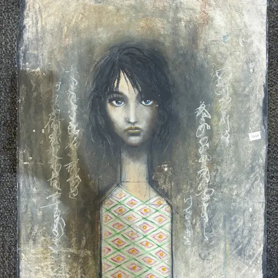 Naga Tsutsumi  - Portrait Study - Pastel on Paper & Similar Study to Reverse (Unframed)