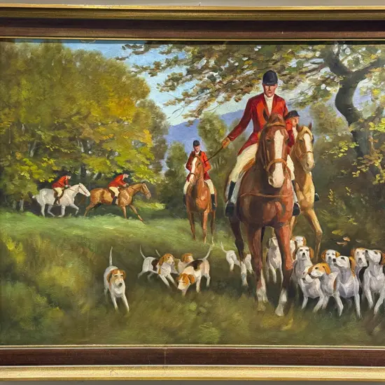 Indistinctly Signed - Hunting Scene - Oil on Canvas