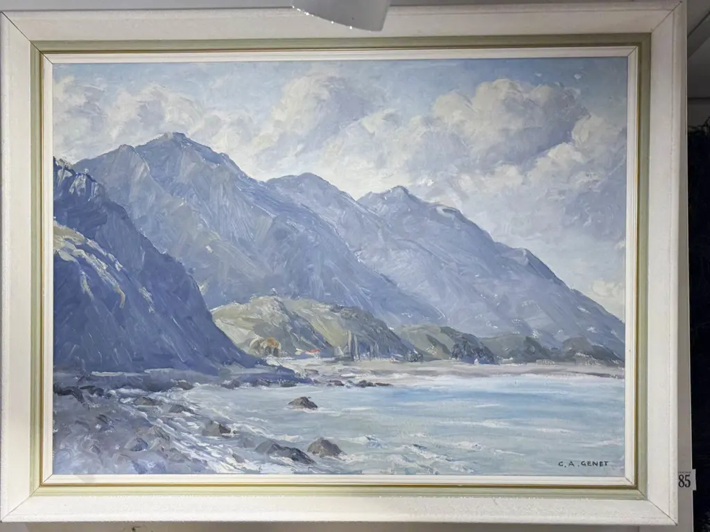 George .A. Genet - The Kaikoura Coast - Oil on Board Image 1++