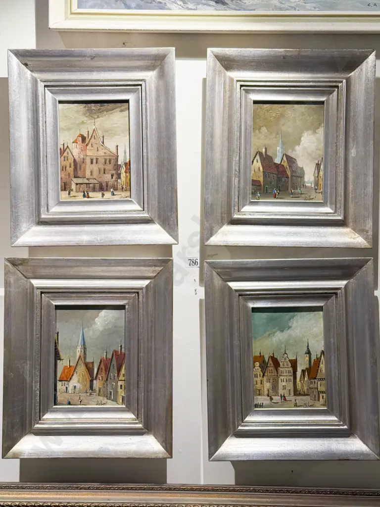 Set of Four Dutch Townscape Oil Studies Signed Halbert Image 1++