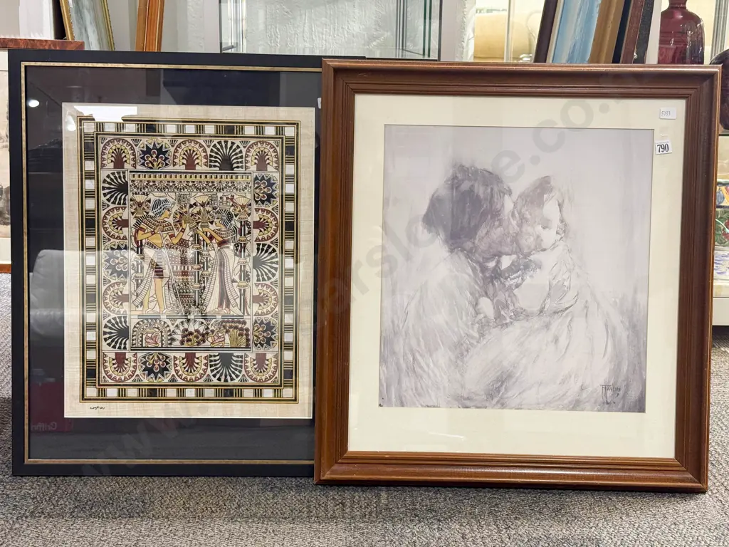 Framed Frances Hodgkins Print together with Framed Hieroglyphic Work Image 1++