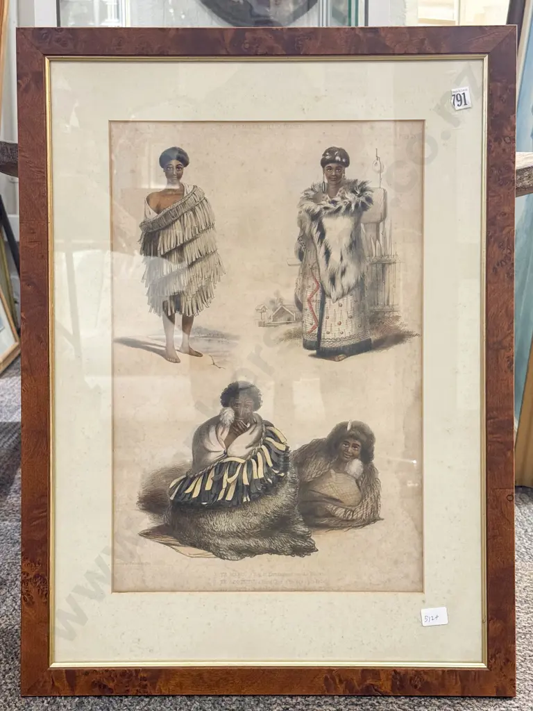 Late 18th Century Framed New Zealanders Illustrated Book Plate from Cook's Voyages Image 1++