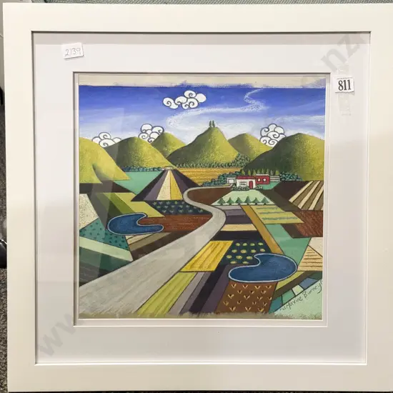 Maxine Burney - Stylised Farmscape - Pastel