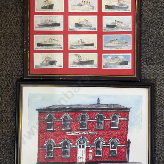 Anna Von Hartitzsch - "Mt Cook Police Barracks" - Print together with Framed Display of Cig. Cards