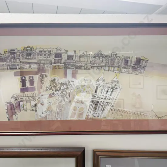 Unknown Artist - Village Street Scene - Mixed Media (Unfinished)