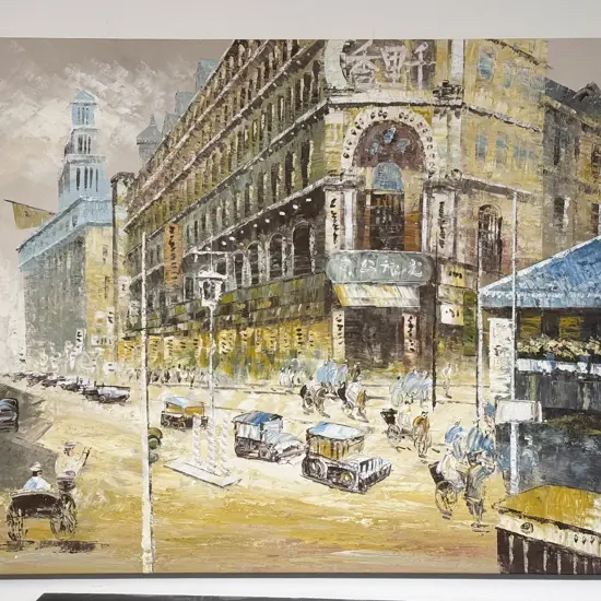 Unknown Artist - Singapore Street Scene - Oil on Canvas