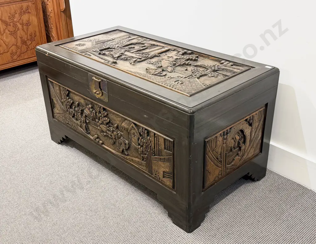 Carved Camphorwood Panel Chest Image 1++