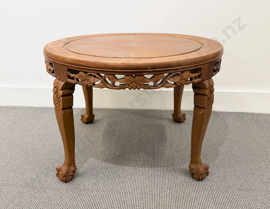 Chinese Rosewood Circular Coffee Table with Ball & Claw Feet Image 1++