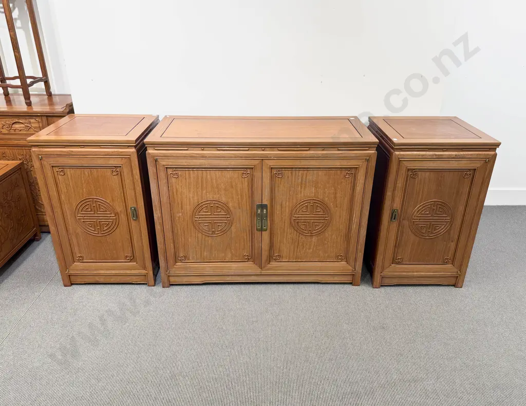 Modern Chinese Rosewood Three Piece Entertainment Suite Image 1++