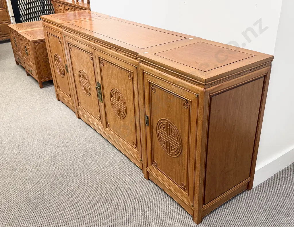 Modern Chinese Rosewood Three Piece Entertainment Suite Image 1++