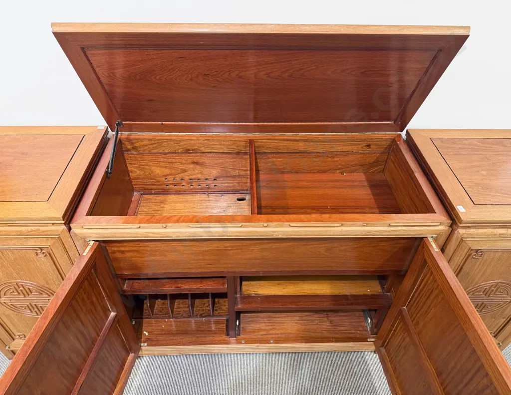 Modern Chinese Rosewood Three Piece Entertainment Suite Image 1++