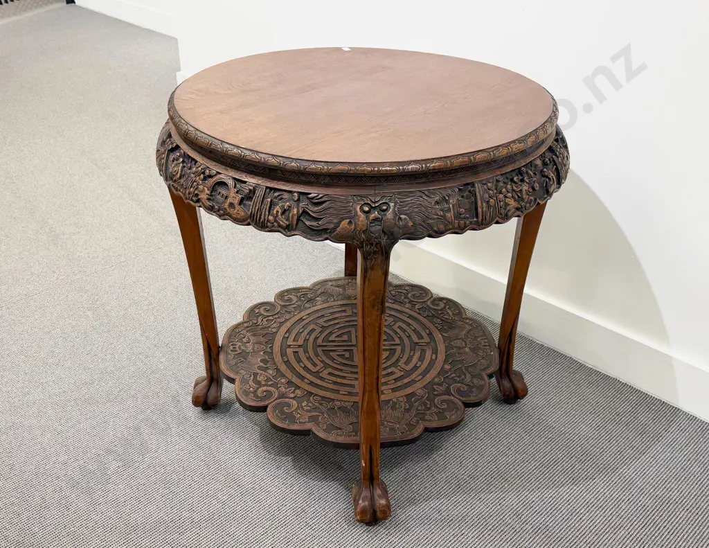 Chinese Hardwood Carved Two Tier Centre Table Image 1++