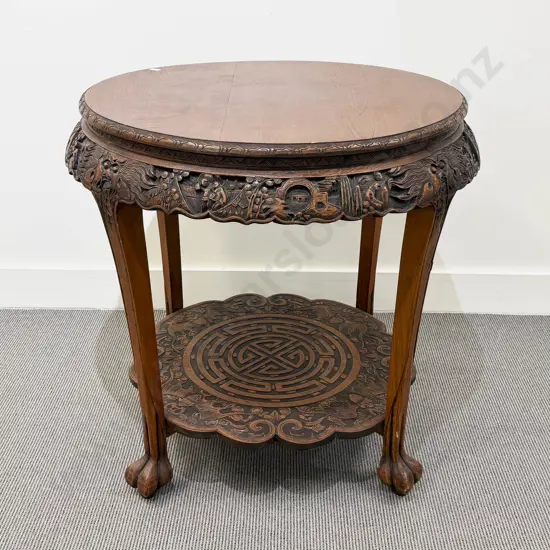Chinese Hardwood Carved Two Tier Centre Table