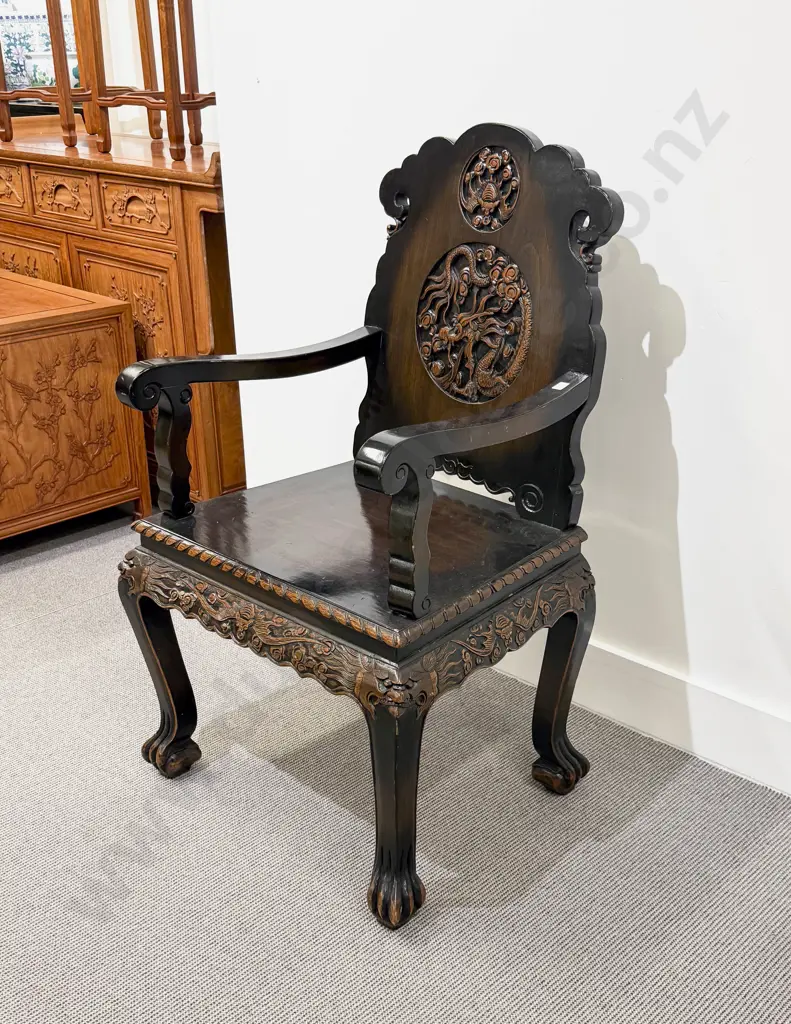 Chinese Hardwood Carved Open Armchair Image 1++