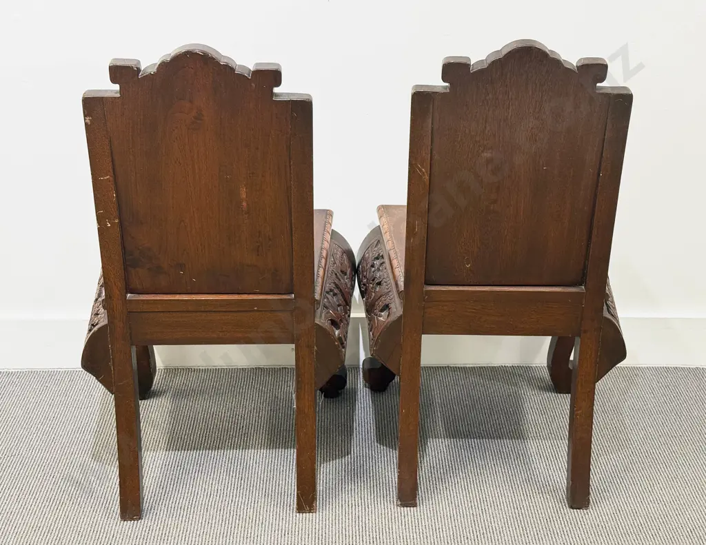 Pair of Chinese Hardwood Carved Side Chairs Image 1++