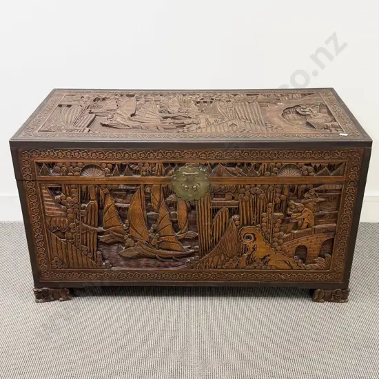 Large Carved Camphorwood Chest