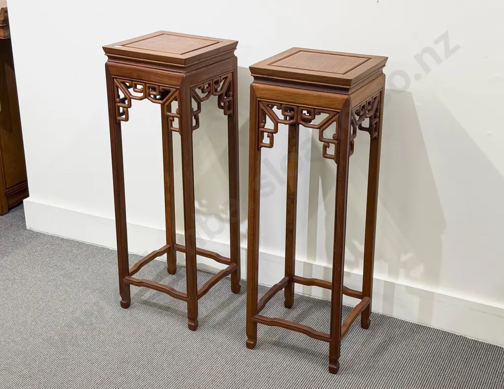 Pair of Chinese Rosewood Plant Stands Image 1++