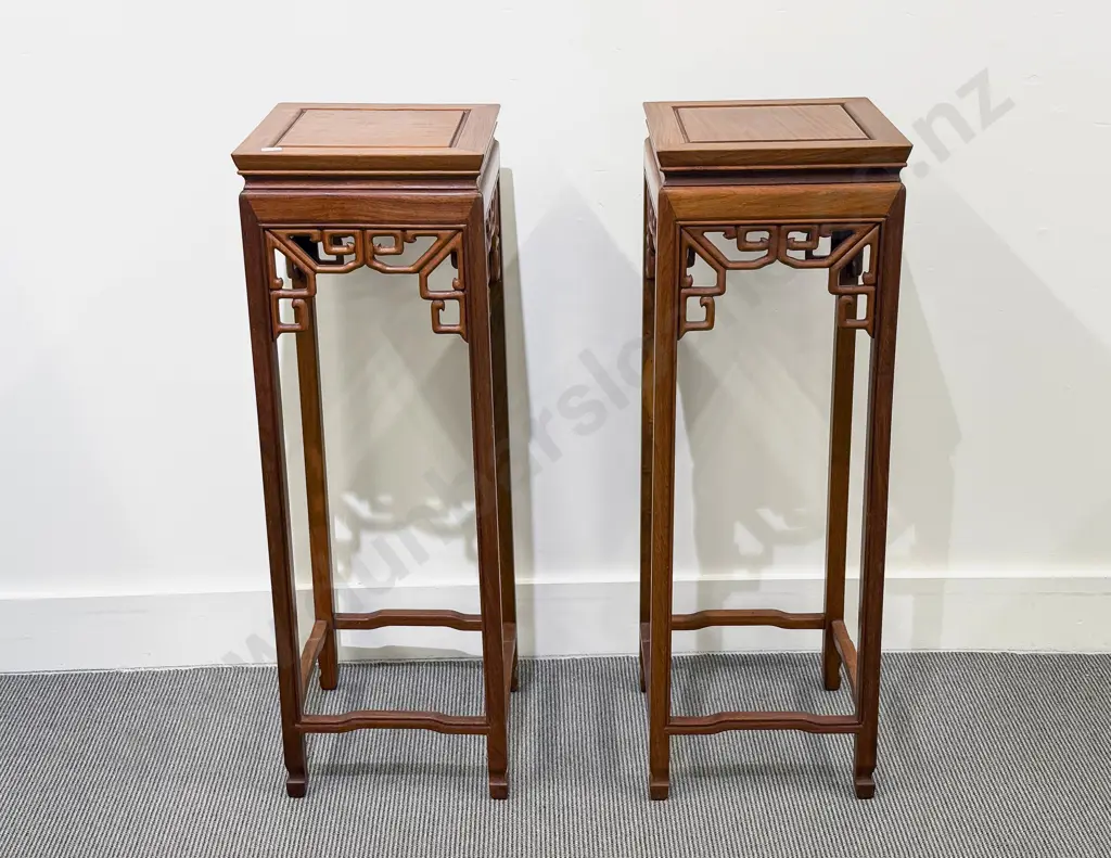 Pair of Chinese Rosewood Plant Stands Image 1++