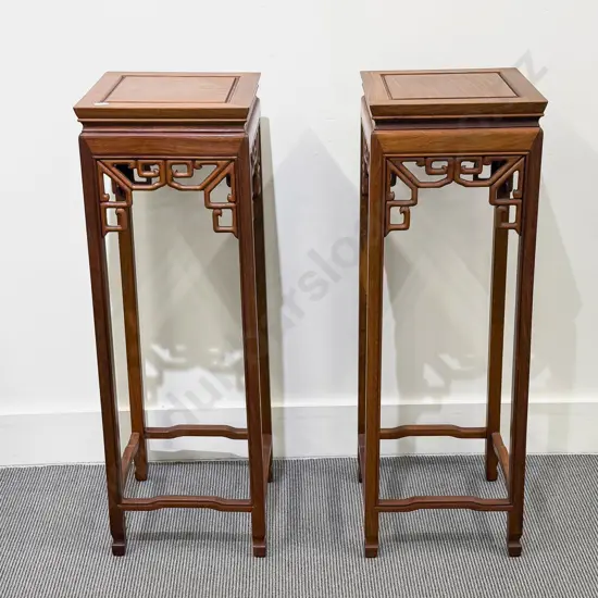 Pair of Chinese Rosewood Plant Stands