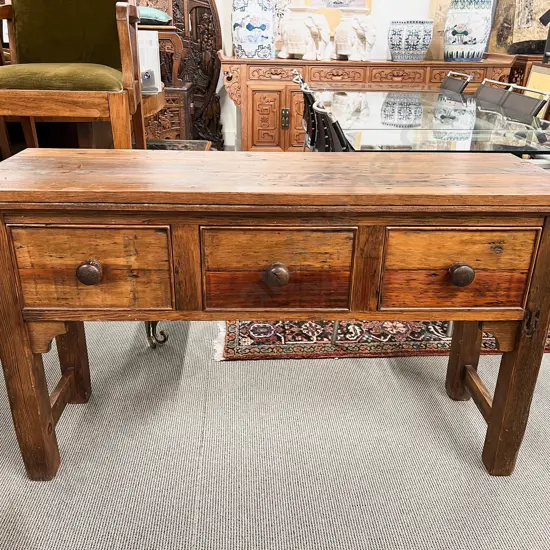 Rustic Pine Three Drawer Sideboard