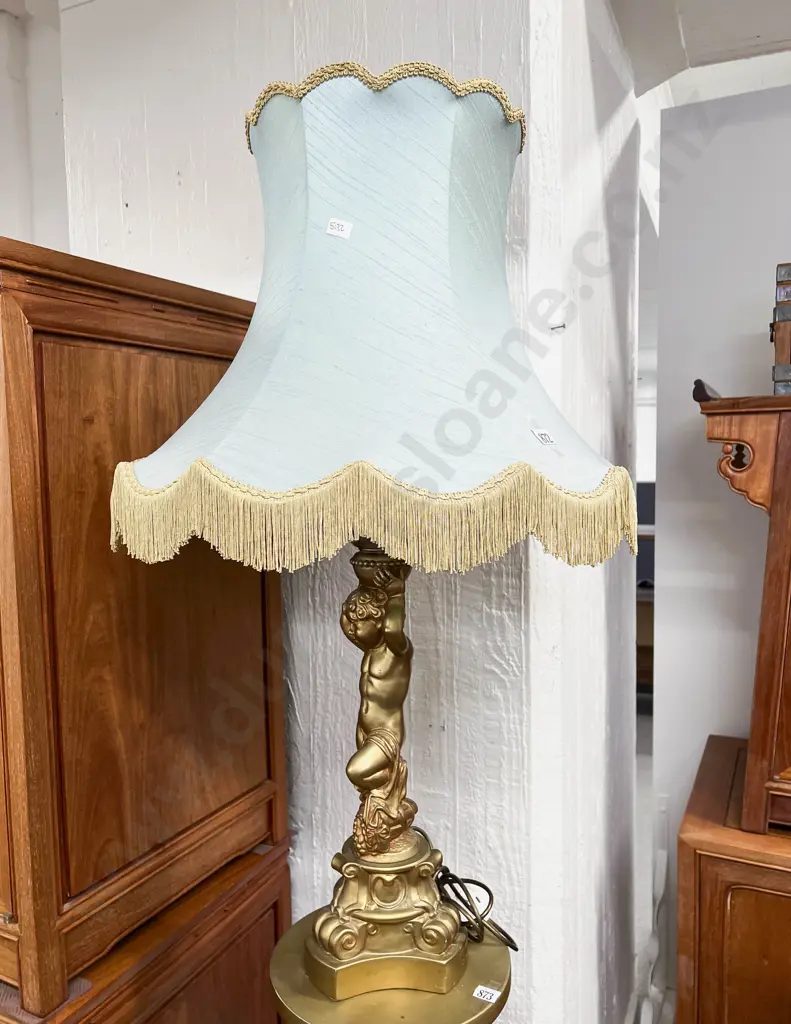 Gilt Painted Cherub Form Table Lamp Image 1++