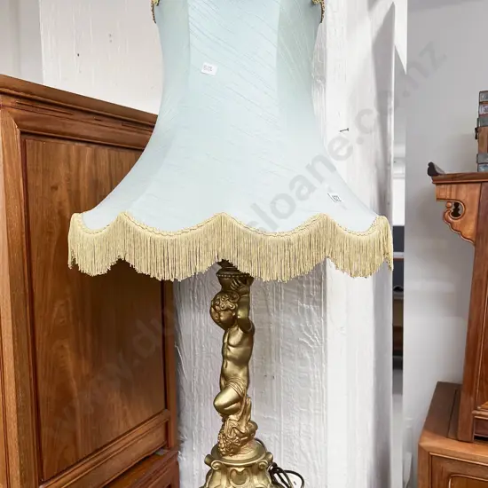 Gilt Painted Cherub Form Table Lamp