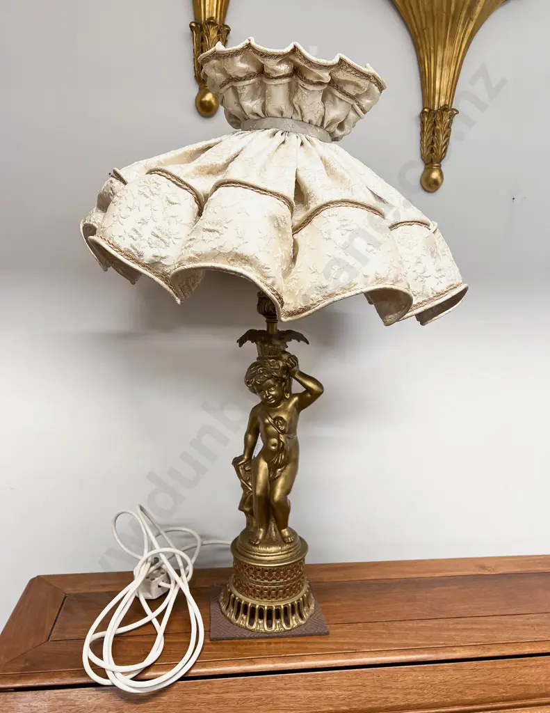 Gilt Painted Cherub Form Table Lamp Image 1++
