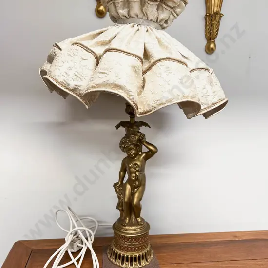 Gilt Painted Cherub Form Table Lamp
