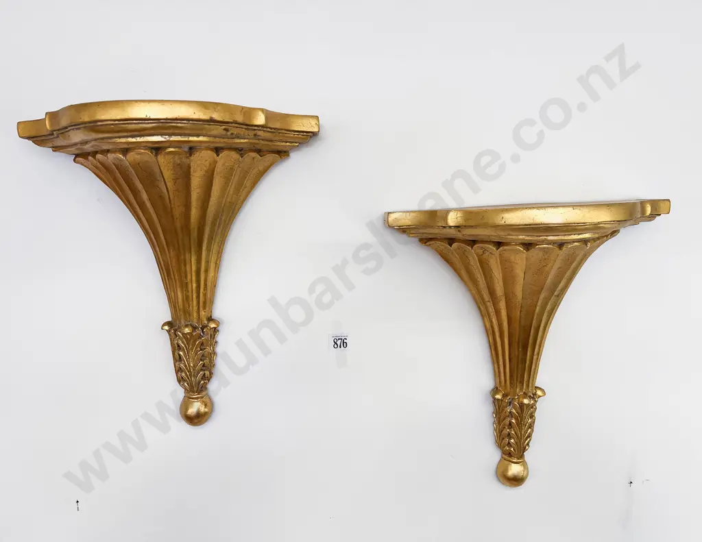 Pair of Gilt Painted Wall Shelves Image 1++